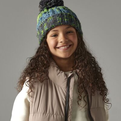 Junior corkscrew pom pom beanie Thumbnail