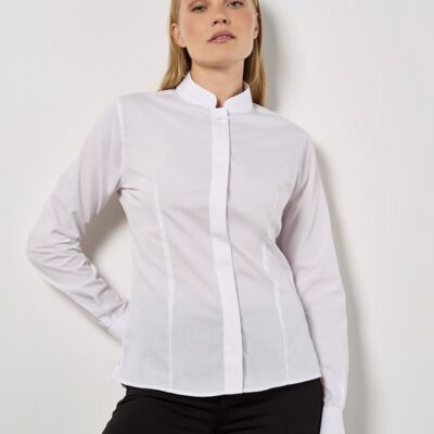 Women's mandarin collar fitted shirt long sleeved Thumbnail