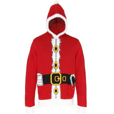 Santa 3D Adult Christmas Jumper (With Hood) Thumbnail