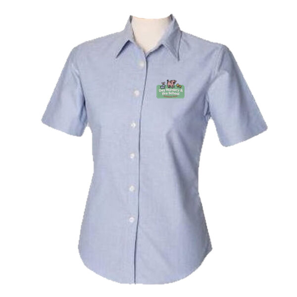 GODSTONE WITH BACK LOGO - WOMENS  short sleeve classic Oxford shirt Thumbnail